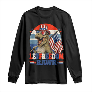 Red White Blue Dinosaur Pride Long Sleeve Shirt Let Freedom Rawr TS12 Black Print Your Wear