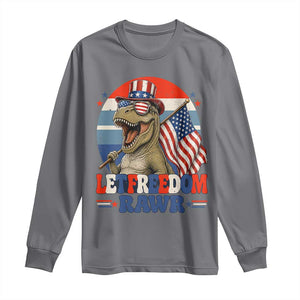 Red White Blue Dinosaur Pride Long Sleeve Shirt Let Freedom Rawr TS12 Charcoal Print Your Wear