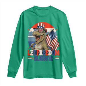 Red White Blue Dinosaur Pride Long Sleeve Shirt Let Freedom Rawr TS12 Irish Green Print Your Wear