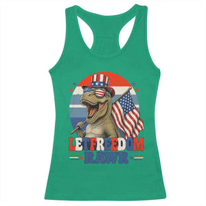 Red White Blue Dinosaur Pride Racerback Tank Top Let Freedom Rawr TS12 Irish Green Print Your Wear