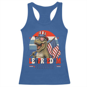 Red White Blue Dinosaur Pride Racerback Tank Top Let Freedom Rawr TS12 Royal Blue Print Your Wear