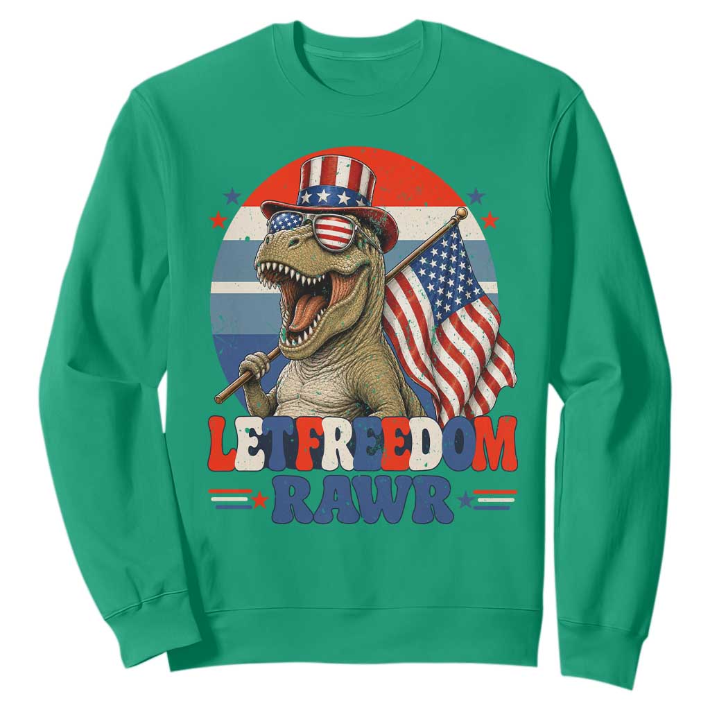 Red White Blue Dinosaur Pride Sweatshirt Let Freedom Rawr TS12 Irish Green Print Your Wear