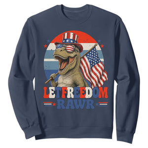 Red White Blue Dinosaur Pride Sweatshirt Let Freedom Rawr TS12 Navy Print Your Wear