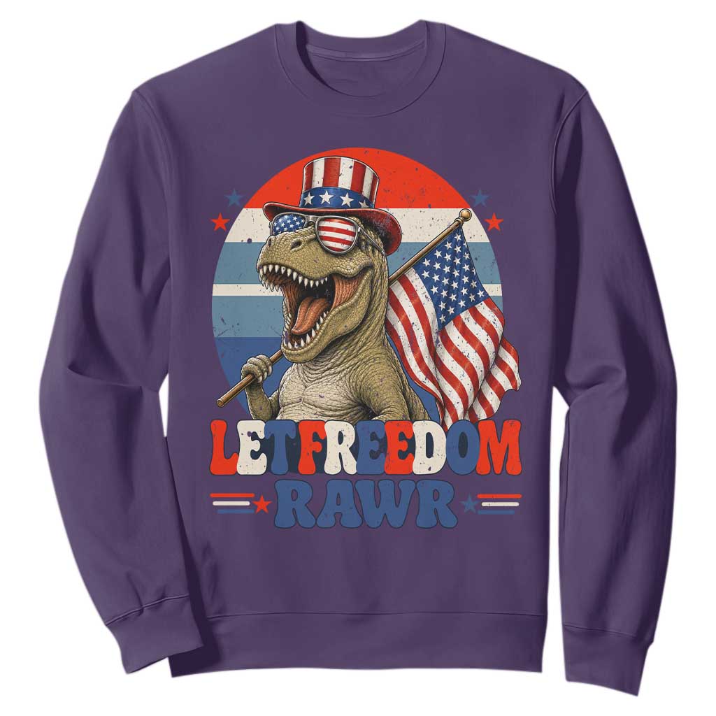 Red White Blue Dinosaur Pride Sweatshirt Let Freedom Rawr TS12 Purple Print Your Wear