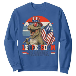 Red White Blue Dinosaur Pride Sweatshirt Let Freedom Rawr TS12 Royal Blue Print Your Wear