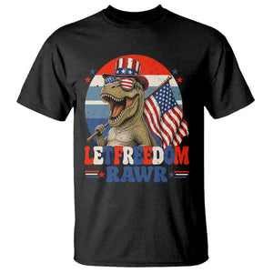 Red White Blue Dinosaur Pride T Shirt Let Freedom Rawr TS12 Black Print Your Wear