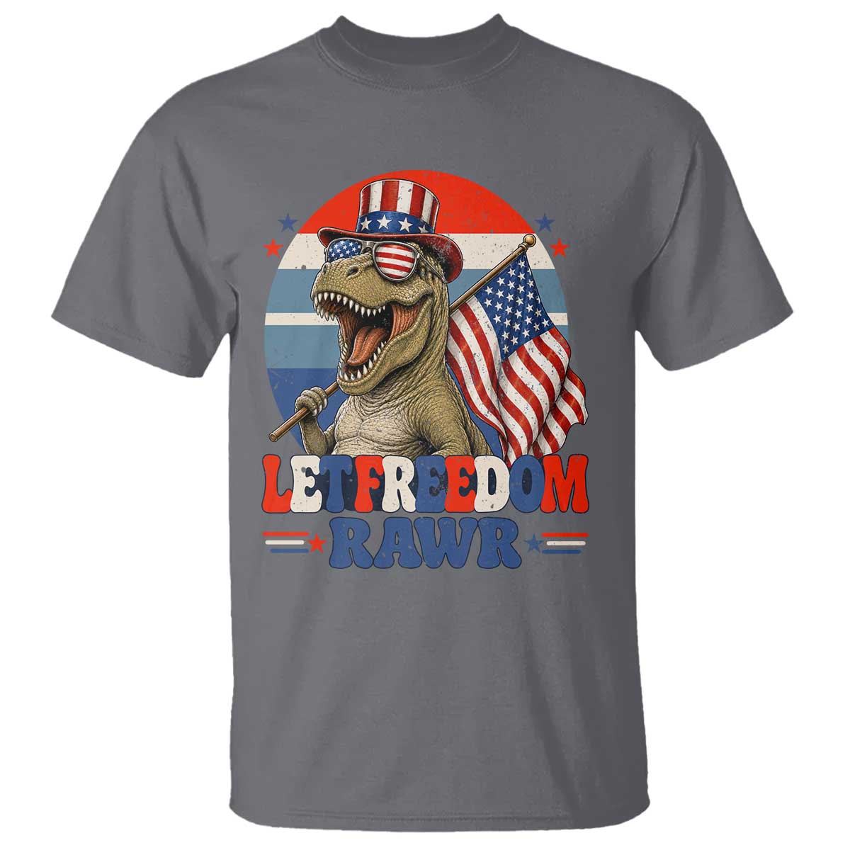 Red White Blue Dinosaur Pride T Shirt Let Freedom Rawr TS12 Charcoal Print Your Wear