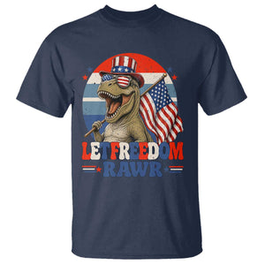 Red White Blue Dinosaur Pride T Shirt Let Freedom Rawr TS12 Navy Print Your Wear