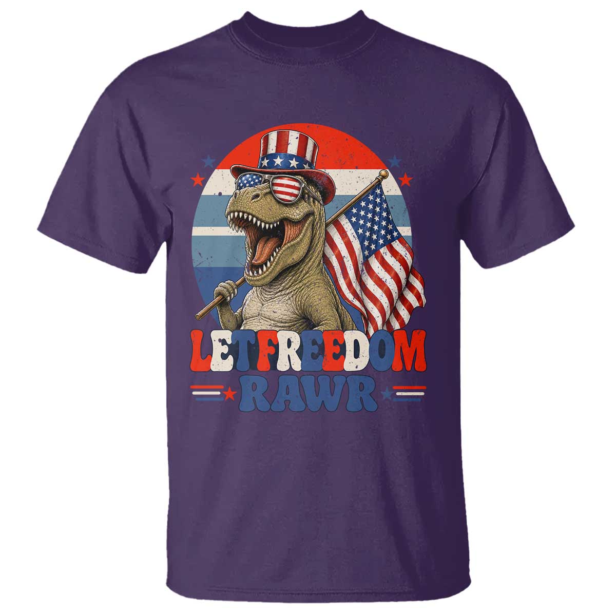 Red White Blue Dinosaur Pride T Shirt Let Freedom Rawr TS12 Purple Print Your Wear