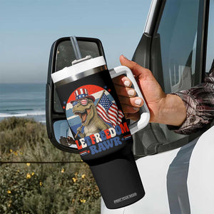Red White Blue Dinosaur Pride Tumbler With Handle Let Freedom Rawr TS12 Print Your Wear