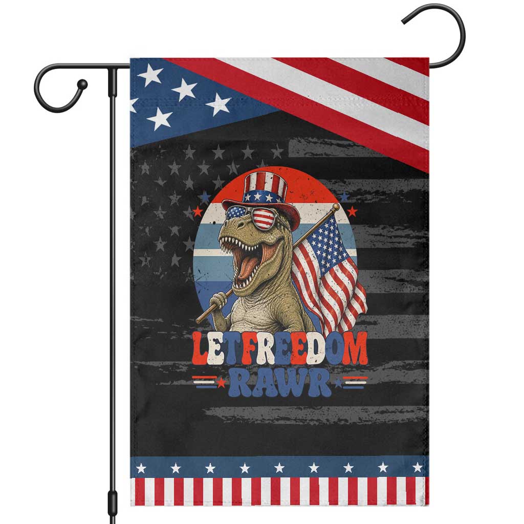 Red White Blue Dinosaur Pride Patriotic Garden Flag Let Freedom Rawr TS12 Distressed Black Blue Print Your Wear