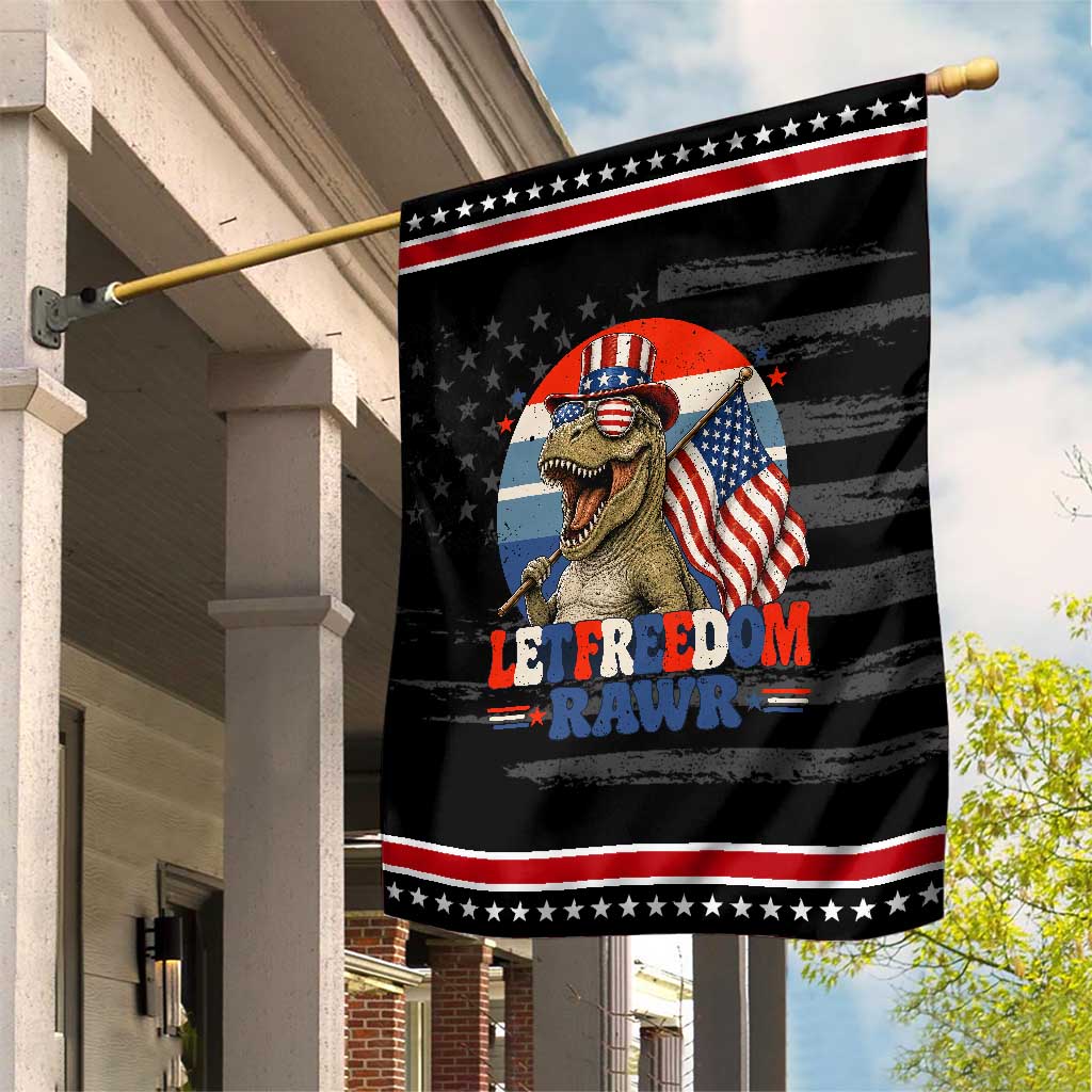 Red White Blue Dinosaur Pride Patriotic Garden Flag Let Freedom Rawr TS12 Distressed Black Red Print Your Wear