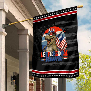 Red White Blue Dinosaur Pride Patriotic Garden Flag Let Freedom Rawr TS12 Distressed Black Red Print Your Wear