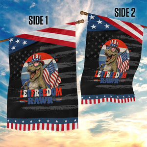 Red White Blue Dinosaur Pride Patriotic Garden Flag Let Freedom Rawr TS12 Print Your Wear