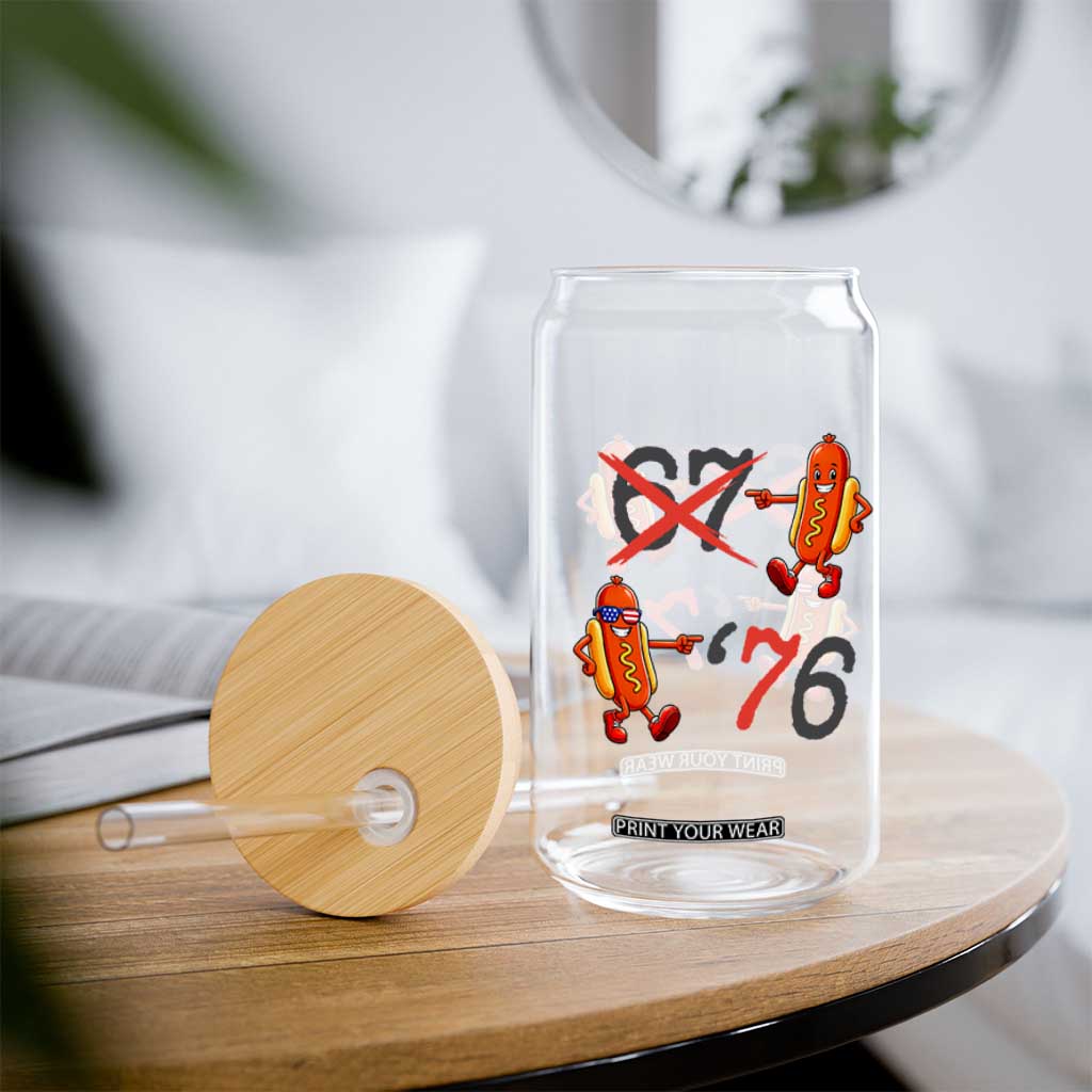 Funny 67 Meme Hot Dog Lover Glass Can USA 250 BBQ Celebration TS12 Print Your Wear