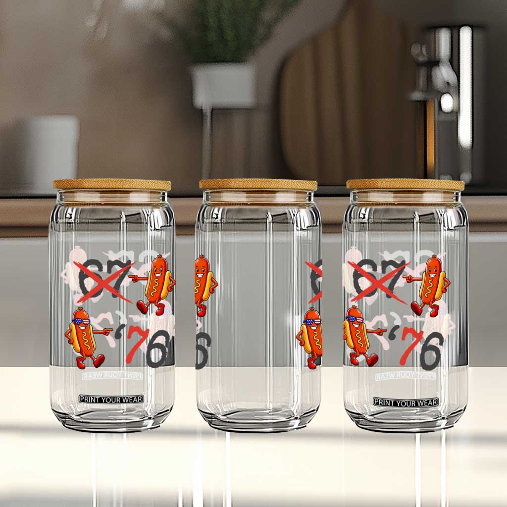 Funny 67 Meme Hot Dog Lover Glass Can USA 250 BBQ Celebration TS12 Print Your Wear