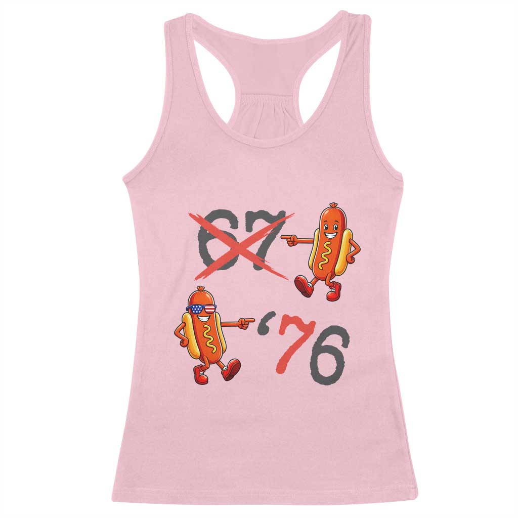 Funny 67 Meme Hot Dog Lover Racerback Tank Top USA 250 BBQ Celebration TS12 Light Pink Print Your Wear