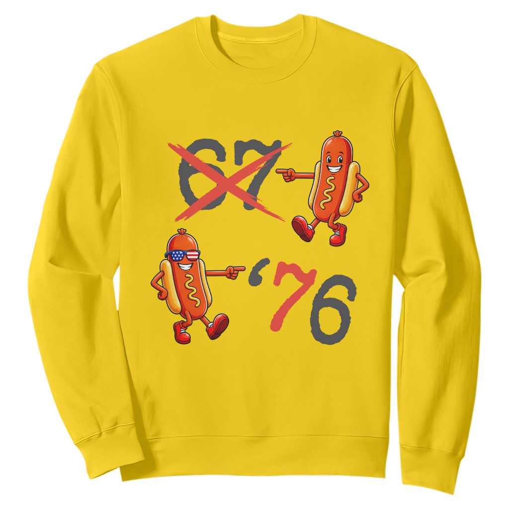 Funny 67 Meme Hot Dog Lover Sweatshirt USA 250 BBQ Celebration TS12 Daisy Print Your Wear