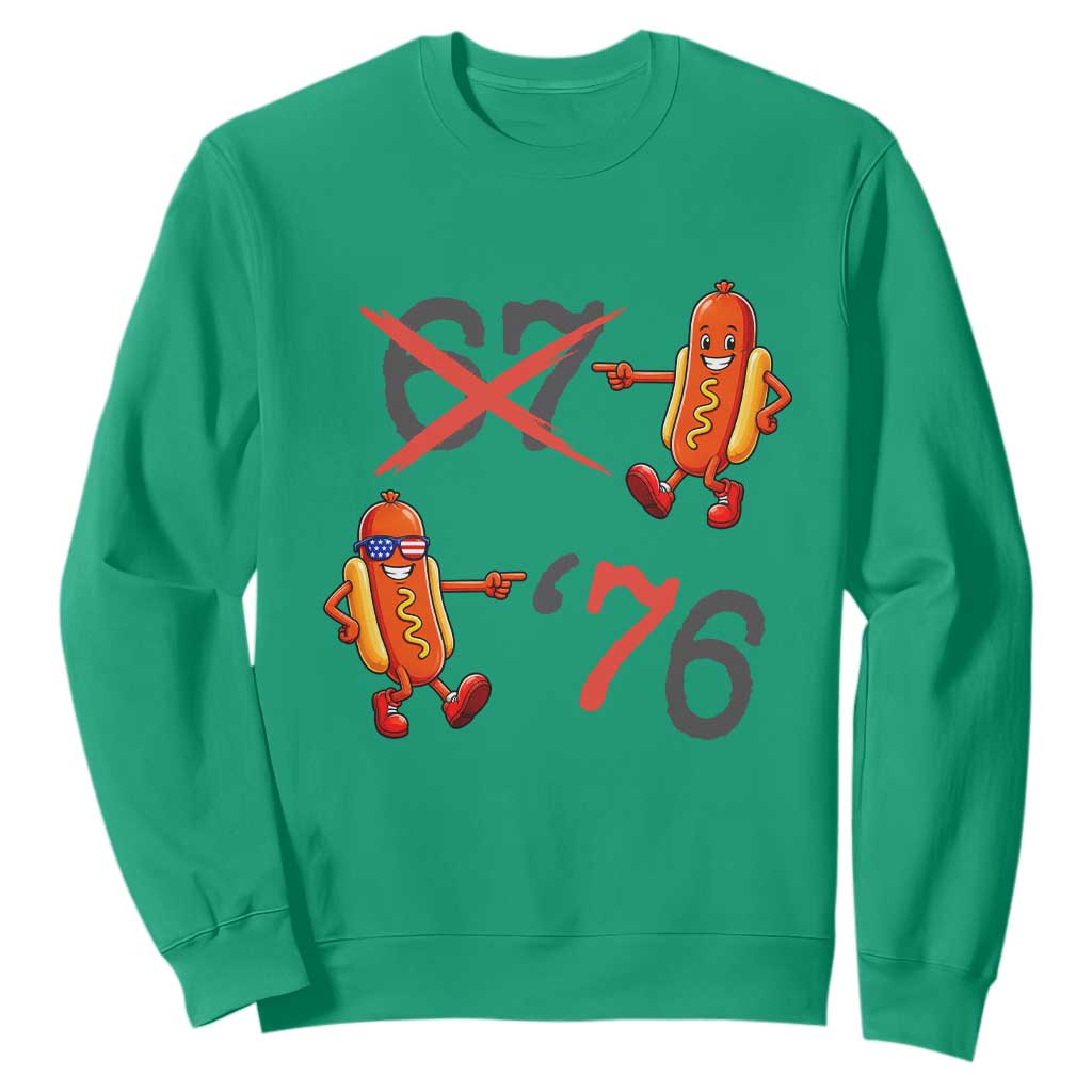 Funny 67 Meme Hot Dog Lover Sweatshirt USA 250 BBQ Celebration TS12 Irish Green Print Your Wear