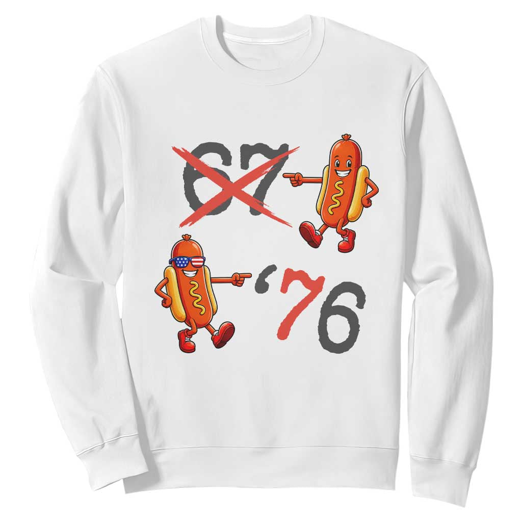 Funny 67 Meme Hot Dog Lover Sweatshirt USA 250 BBQ Celebration TS12 White Print Your Wear