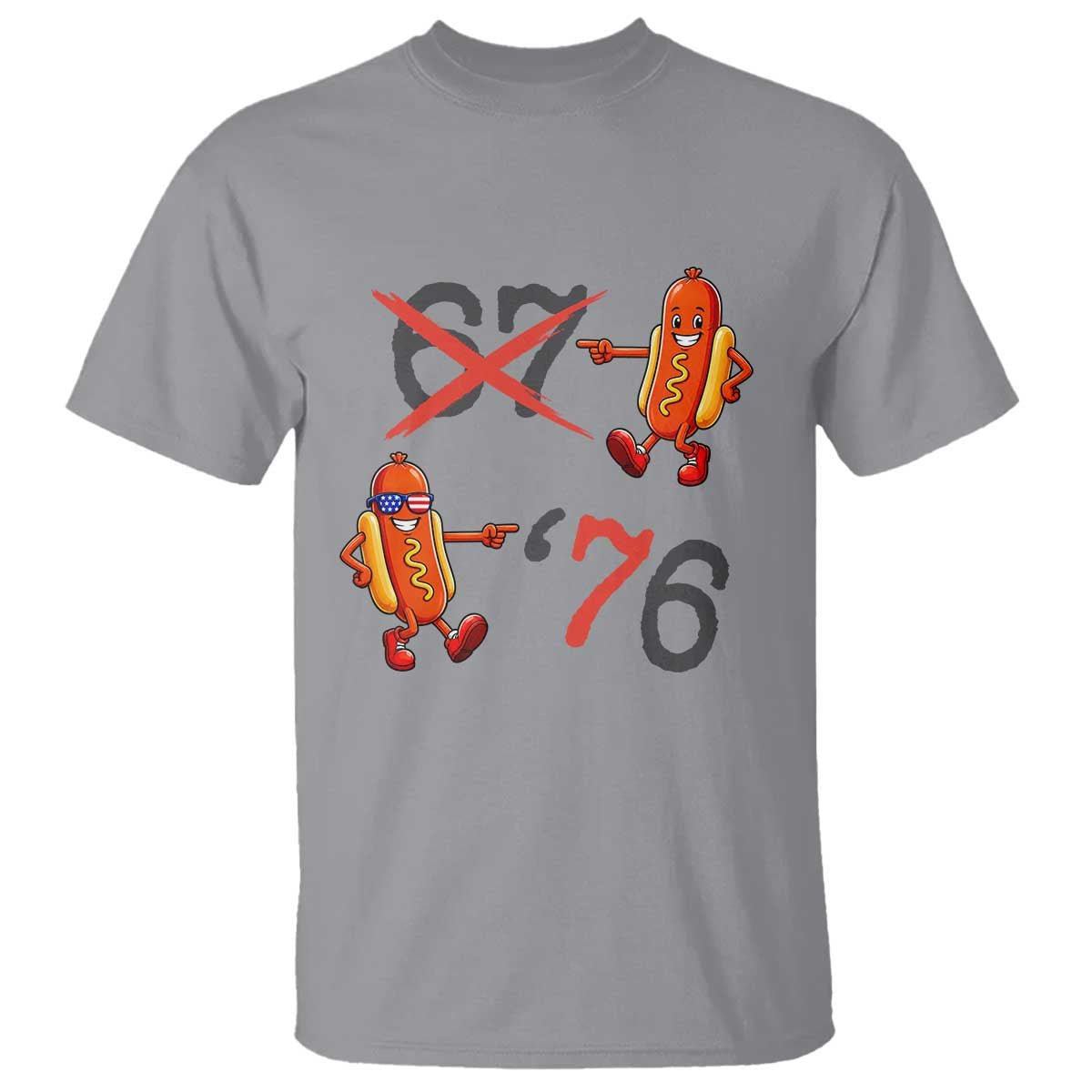 Funny 67 Meme Hot Dog Lover T Shirt USA 250 BBQ Celebration TS12 Sport Gray Print Your Wear