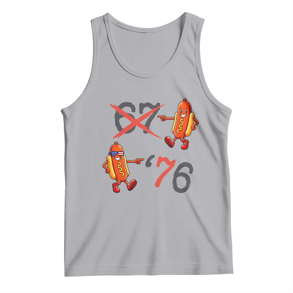 Funny 67 Meme Hot Dog Lover Tank Top USA 250 BBQ Celebration TS12 Athletic Heather Print Your Wear