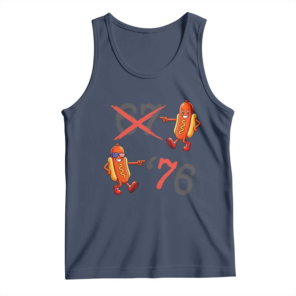 Funny 67 Meme Hot Dog Lover Tank Top USA 250 BBQ Celebration TS12 Navy Print Your Wear