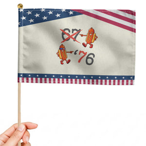 Funny 67 Meme Hot Dog Lover Patriotic Handheld Flag USA 250 BBQ Celebration TS12 Modern 8.2" × 5.5" Beige Blue Print Your Wear
