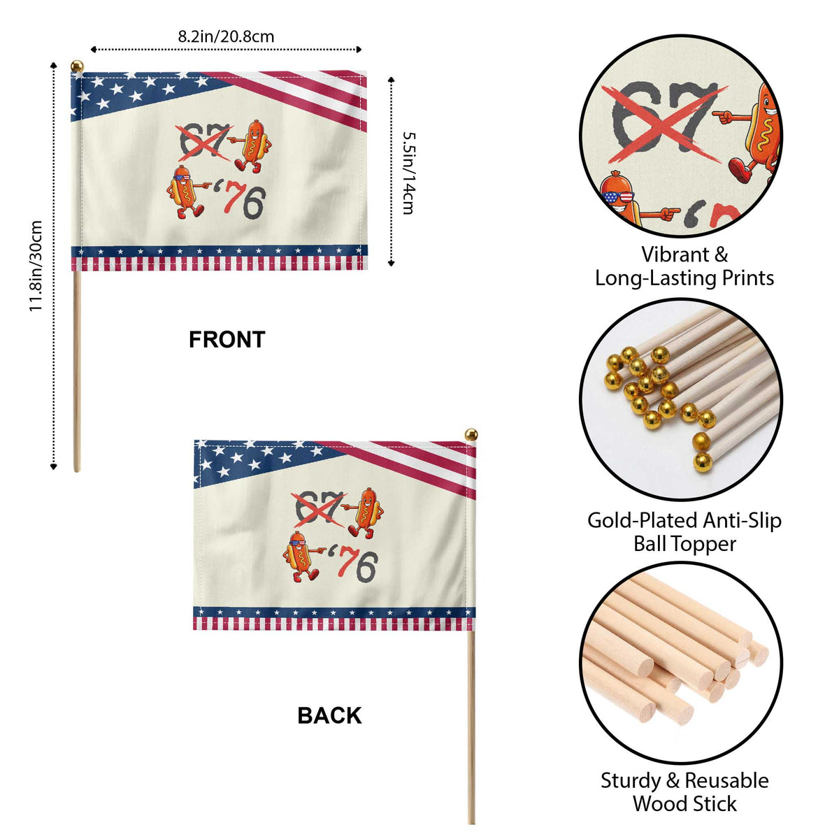 Funny 67 Meme Hot Dog Lover Patriotic Handheld Flag USA 250 BBQ Celebration TS12 Print Your Wear