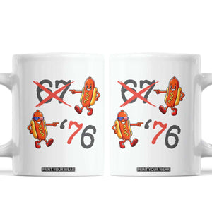 Funny 67 Meme Hot Dog Lover Coffee Mug USA 250 BBQ Celebration TS12 White Print Your Wear