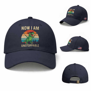 Now I Am Unstoppable Baseball Cap Funny Mama Saurus Dinosaur TS12 Baseball Cap Universal Fit Navy Print Your Wear