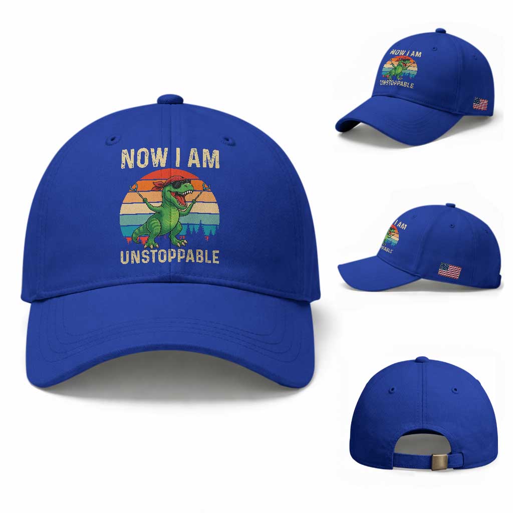 Now I Am Unstoppable Baseball Cap Funny Mama Saurus Dinosaur TS12 Baseball Cap Universal Fit Royal Blue Print Your Wear