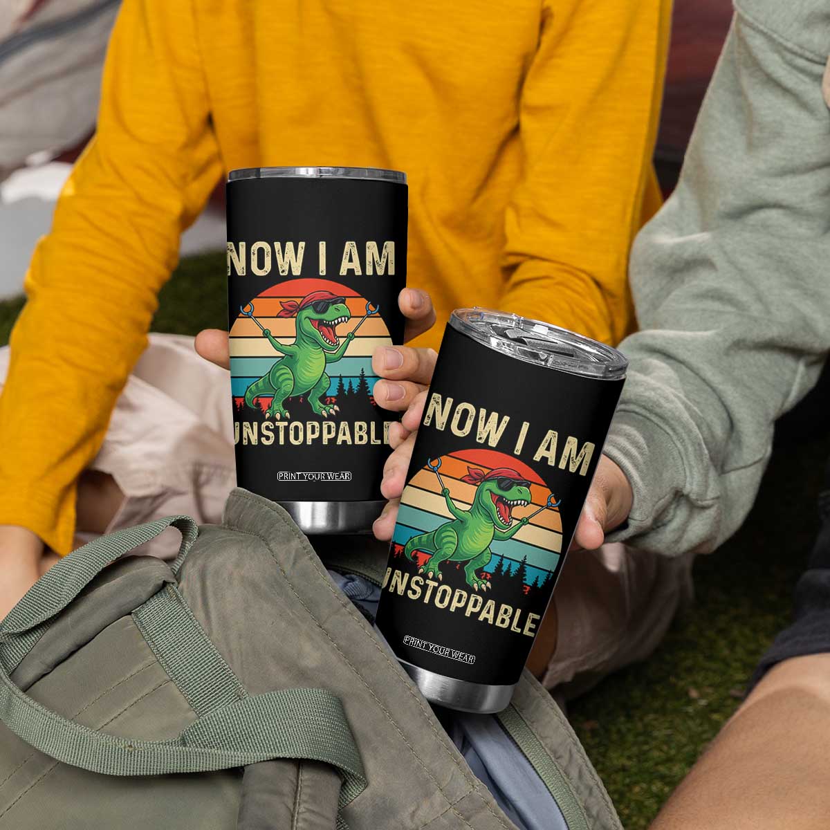 Now I Am Unstoppable Tumbler Cup Funny Mama Saurus Dinosaur TS12 Print Your Wear