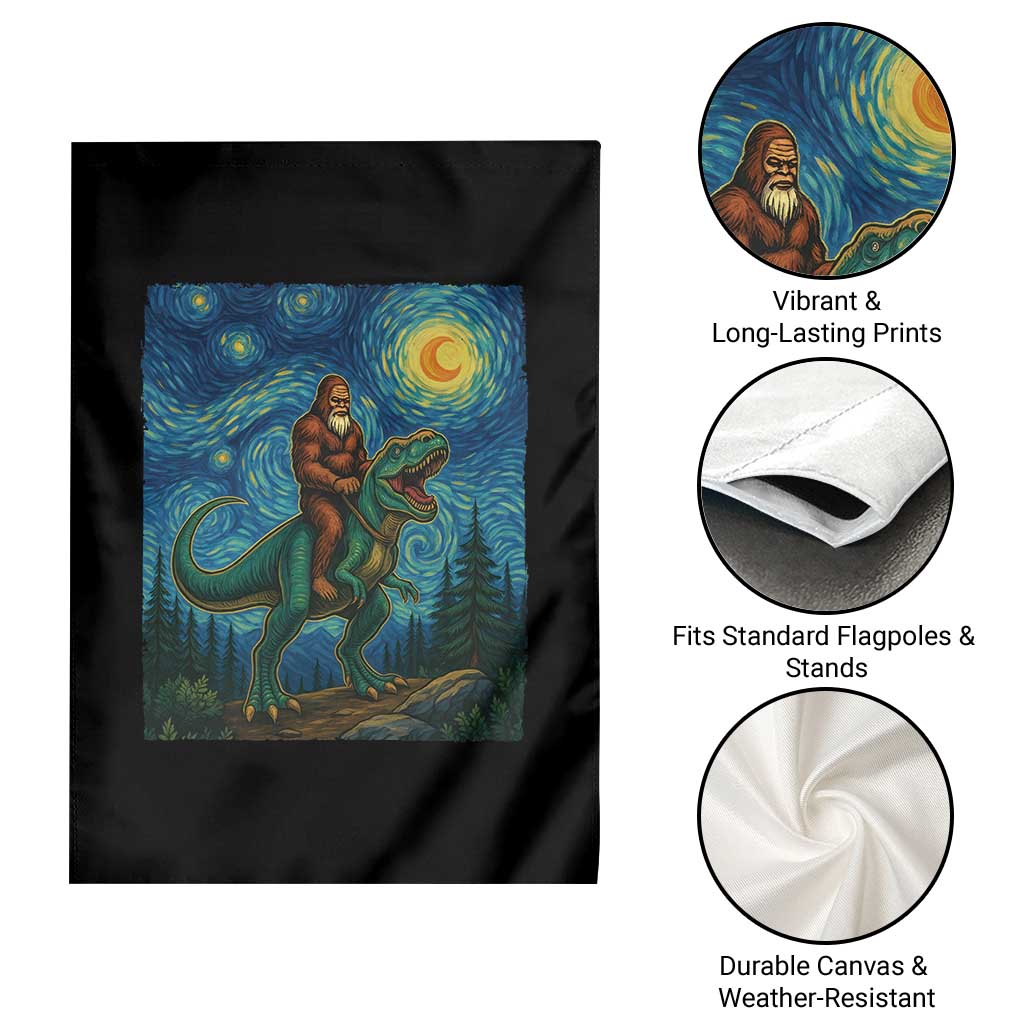 Bigfoot Dinosaur Garden Flag Funny Prehistoric Starry Night Van Gogh TS12 Print Your Wear