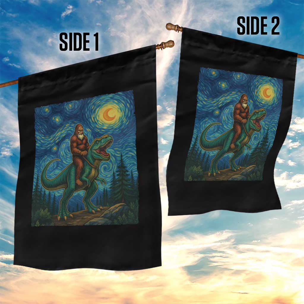 Bigfoot Dinosaur Garden Flag Funny Prehistoric Starry Night Van Gogh TS12 Print Your Wear