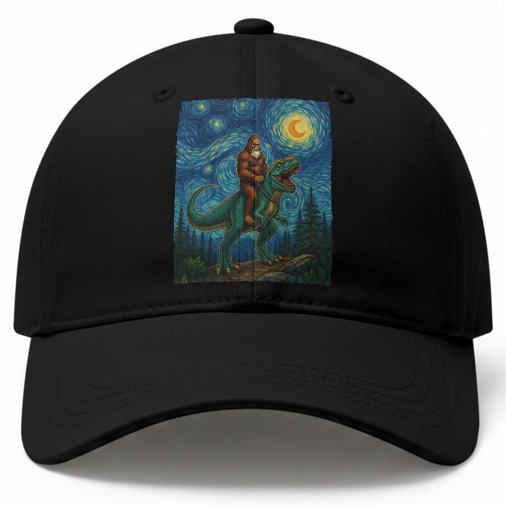 Bigfoot Dinosaur Baseball Cap Funny Prehistoric Starry Night Van Gogh TS12 Print Your Wear