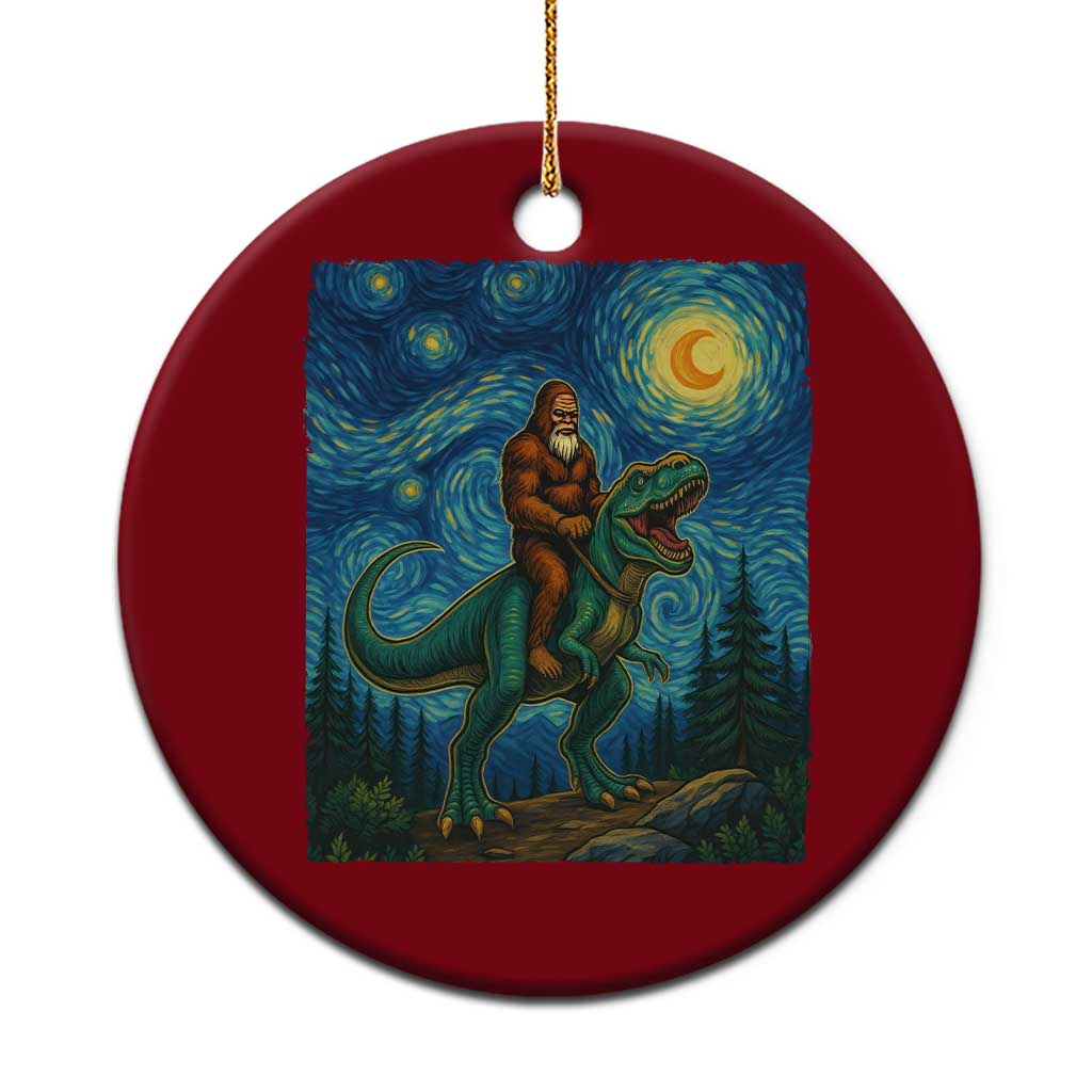 Bigfoot Dinosaur Ceramic Ornament Funny Prehistoric Starry Night Van Gogh TS12 1pc Red Print Your Wear