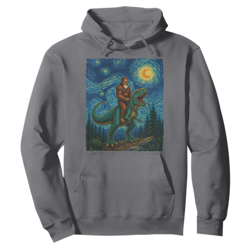 Bigfoot Dinosaur Hoodie Funny Prehistoric Starry Night Van Gogh TS12 Charcoal Print Your Wear