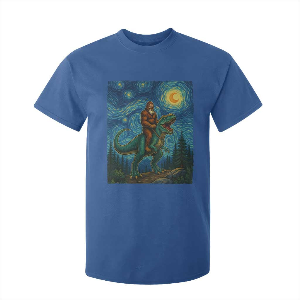 Bigfoot Dinosaur T Shirt For Kid Funny Prehistoric Starry Night Van Gogh TS12 Royal Blue Print Your Wear