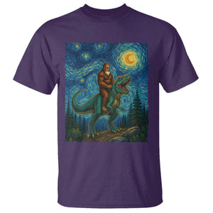 Bigfoot Dinosaur T Shirt Funny Prehistoric Starry Night Van Gogh TS12 Purple Print Your Wear
