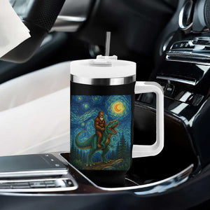 Bigfoot Dinosaur Tumbler With Handle Funny Prehistoric Starry Night Van Gogh TS12 Print Your Wear