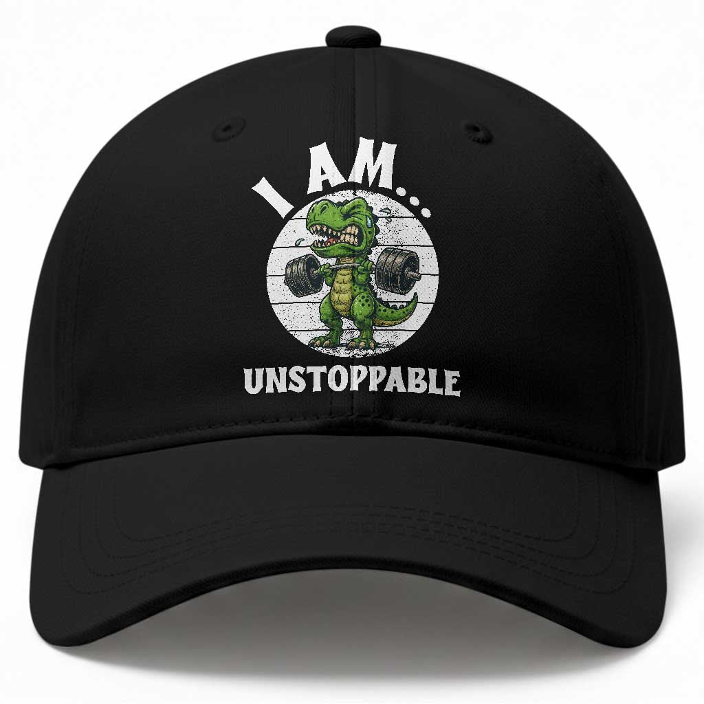 I Am Unstoppable Baseball Cap Funny Weightlifting Dinosaur Gym TS12 Print Your Wear