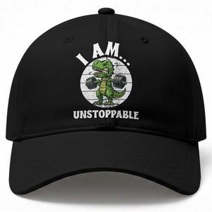 I Am Unstoppable Baseball Cap Funny Weightlifting Dinosaur Gym TS12 Print Your Wear