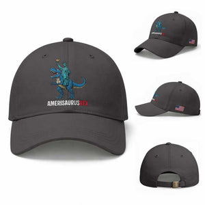 Patriotic Dinosaur Baseball Cap Funny Amerisaurus Rex Statue Of Liberty Dino TS12 Baseball Cap Universal Fit Dark Gray Print Your Wear