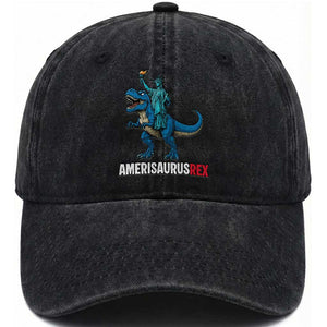 Patriotic Dinosaur Washed Cotton Baseball Cap Funny Amerisaurus Rex Statue Of Liberty Dino TS12 Print Your Wear