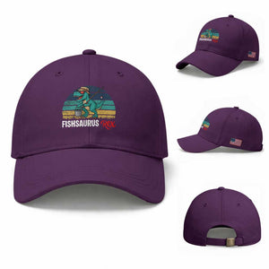 Funny Dinosaur Baseball Cap Fishsaurus Rex Fishing Lover TS12 Baseball Cap Universal Fit Purple Print Your Wear