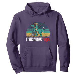 Funny Dinosaur Hoodie Fishsaurus Rex Fishing Lover TS12 Purple Print Your Wear