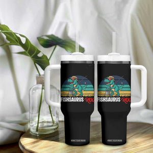 Funny Dinosaur Tumbler With Handle Fishsaurus Rex Fishing Lover TS12 Print Your Wear