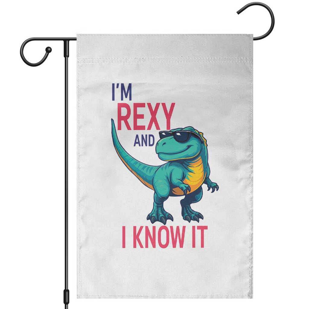 Funny Dinosaur Garden Flag I Am Rexy And I Know It TS12 White Print Your Wear