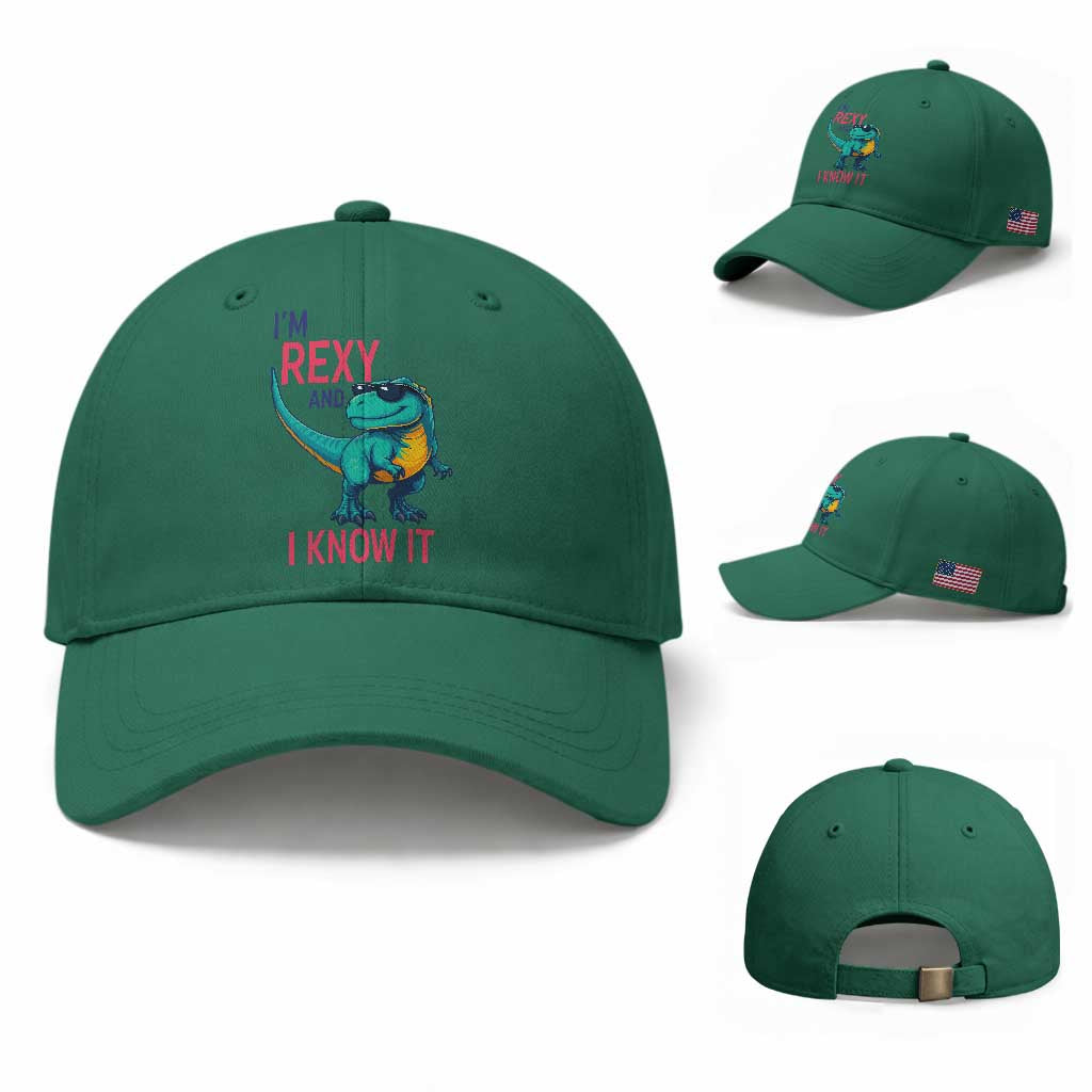 Funny Dinosaur Baseball Cap I Am Rexy And I Know It TS12 Baseball Cap Universal Fit Irish Green Print Your Wear